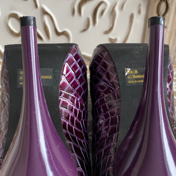 GUC, Qupid Faux Croc Open-Toed Pumps in Purple, Size 8 - Picture 4 of 11